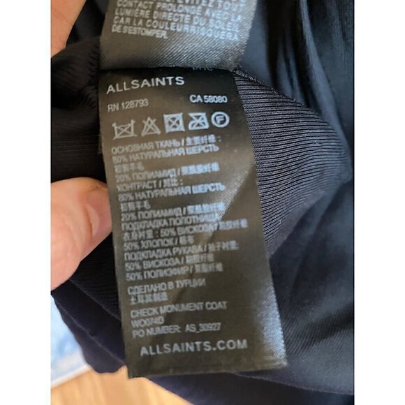 allsaints check monument wool  coat sz us 4 gray check houndstooth italian cloth - Picture 4 of 17